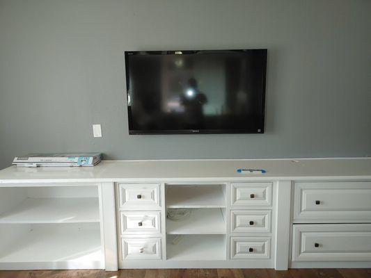 Wanted the TV aligned with the cabinet - he did just that!