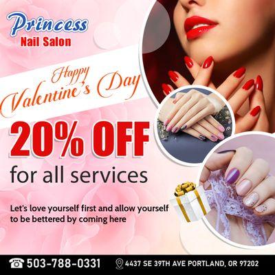 Happy 2023 Valentine's Day -- 20% OFF. Welcome you all to visit us and get yourself a beauty makeover!
