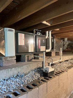 New horizontal furnace 96% AFUE and A/C system installed