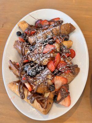 French toast covered in Nutella