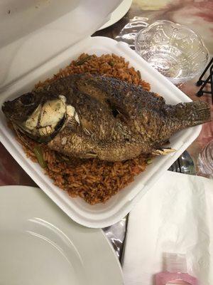 Dry Rice with Fried Fish Hot Meal To Go