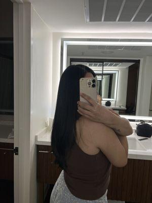 root touch up, trim, blow dry