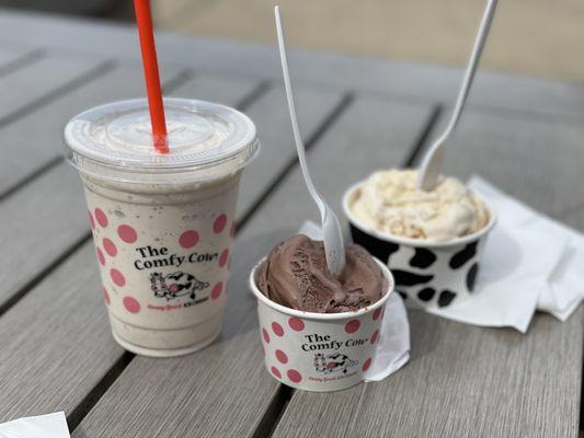 Georgia Butter Pecan Ice Cream Milkshake  Chocolate Ice Cream in a cup Salted Caramel Ice Cream in a cup