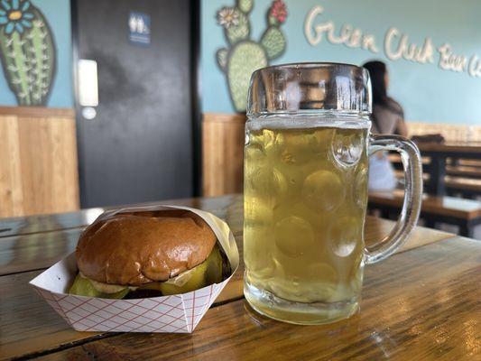 The Original with everything - enjoying with a beer at the brewery it's located at today