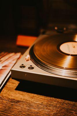 Vinyl record player in {the rest}