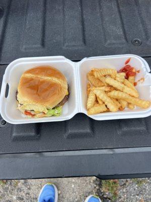 Burger and fries