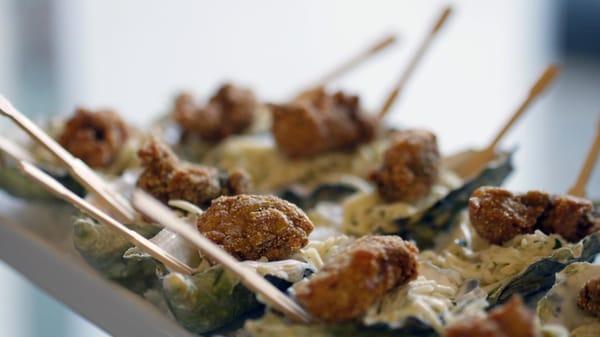 Cornmeal fried oysters with celery root remoulade