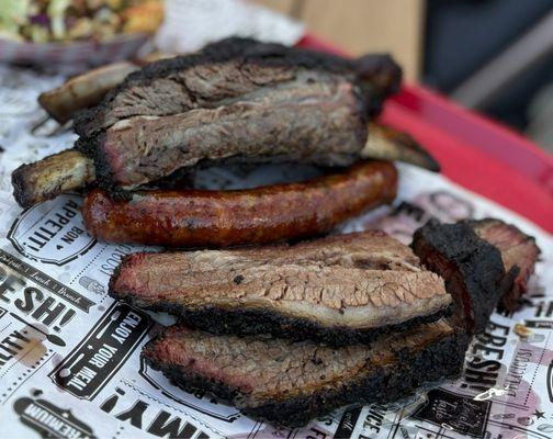 Request wet/moist for the brisket and uncut sausage!