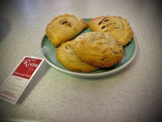 Empanadas and chocolate chip cookies