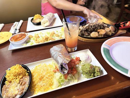 Fajita sides and nacho mamas loaded burrito