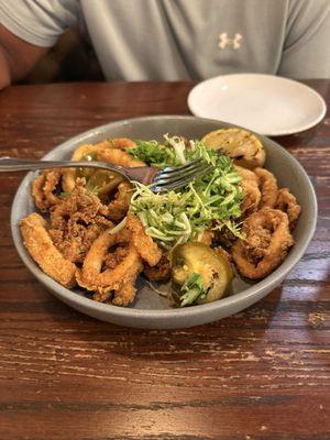 Calamari was good but wish it had a dipping sauce or something.