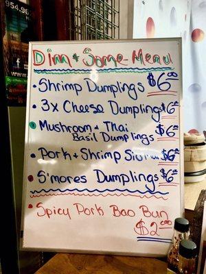 Dim + Sum Menu at the Yellow Green Farmers Market