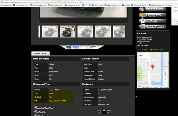 His original listing on his site still says the car has a "clear" title.