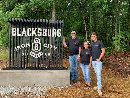 Fabricated city of Blacksburg Signs.