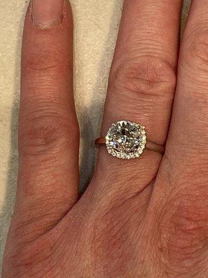 My dream stone placed in the ring to see if I liked the way it looked.