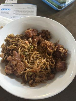 2 entree 1 side combo. Vegetable lo mein, vegetable fried rice and general tso's chicken