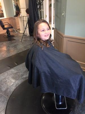 The girls getting haircuts