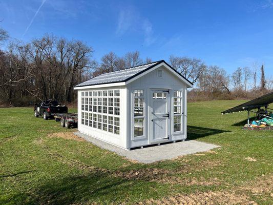10x16 Deluxe Greenhouse with Dutch door and triple stack windows