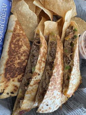Pulled pork quesadillas - amazing