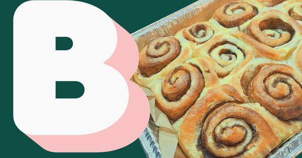 Logo and Cinnamon rolls