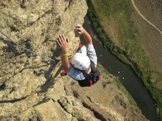 High above the river a route called Voyage of the Cowdog will test your comfort with exposure.