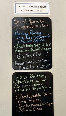 Special cocktail menu