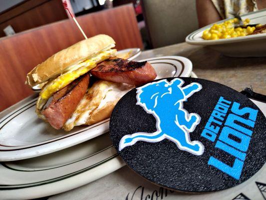 My all time favorite Breakfast Bagel only $7.45 Cream Cheese 2 EGGS and Grilled Polish Kielbasa