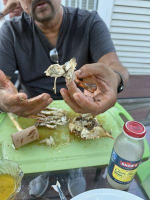 Supposedly fresh steamed Maryland blue crabs.