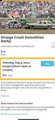 Goldstar has Discount Tickets for The Orange Crush Demolition Derby @ The Action Sports Arena in Costa Mesa, CA