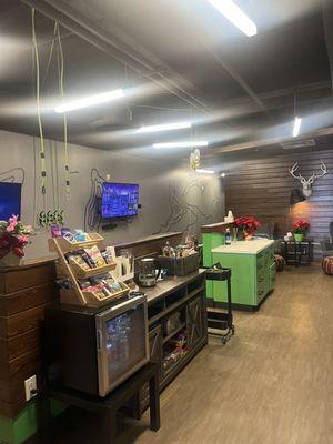 Snacks, cold beverages, and hot teas