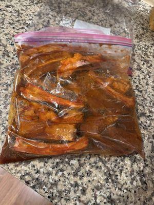 1 rack, to go. Precut and pre-sauced.