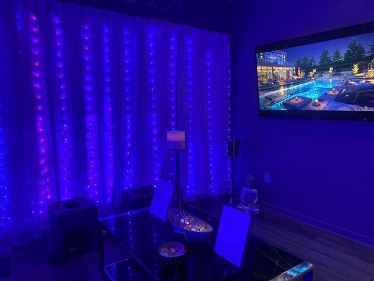 Yoni group room. Seats up to 8 people.