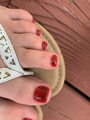 Very messy. Polish even got on my flip flops.