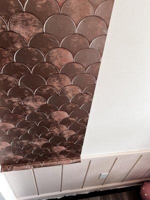 Wallpaper project with Benjamin Moore paint color match by Ang.