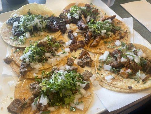 Pastor, steak, and skirt steak taco, YUM!