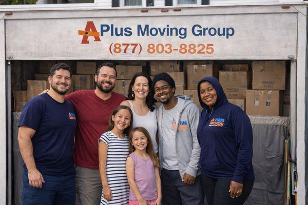 Smiling customers at the end of their move.