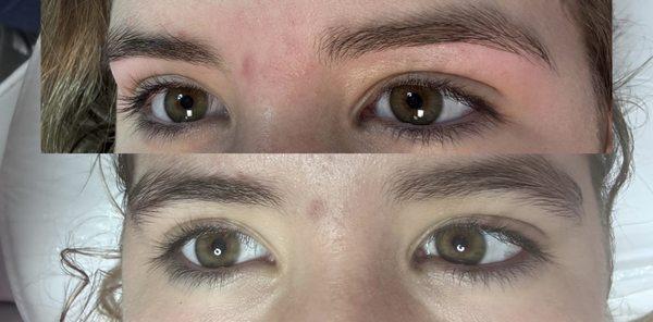 Eyebrow wax on teen, perfect subtle shape.