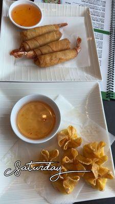 Crab Rangoon and Shrimp rolls