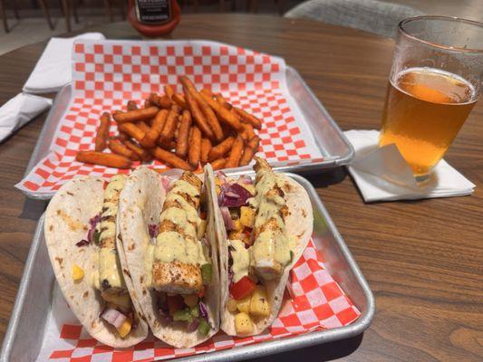 Fish Tacos and Sweet Potato Fries