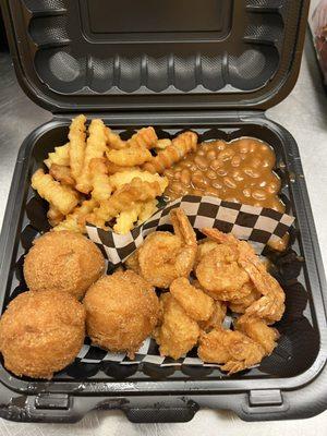 Shrimp Dinner with side of Hushpuppies