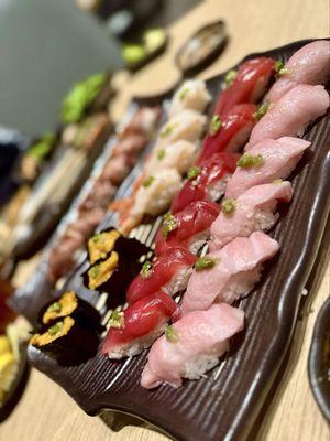 Bluefin Tuna, Toro, Uni, Sweet Shrimp, and Wagyu.