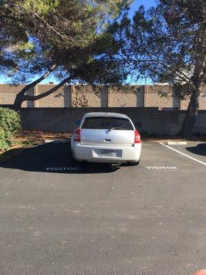 Wonderful neighbors double parked in one of the ONLY few visitor parking spots, so no one can use it.