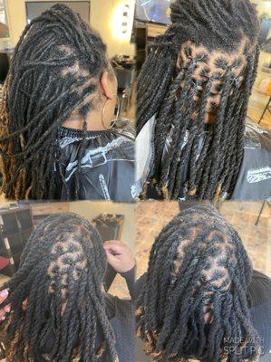 Loc retwist and style (two strand twists)