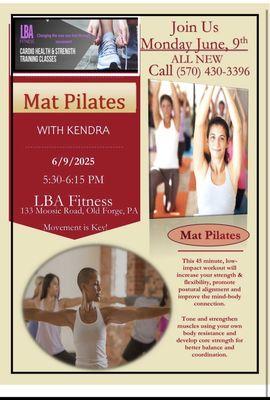 Coming soon 6/9/25, Mat Pilates
