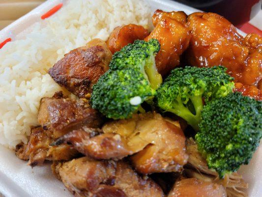 Sweet and spicy chicken, teriyaki chicken