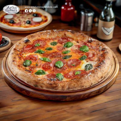 Craving the ultimate pizza?
Try our Pepperoni Roma--melty cheese, zesty pepperoni & fresh basil on a perfect crust! Pure pizza bliss!