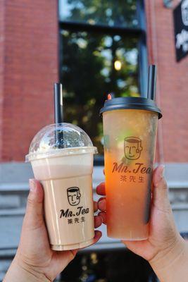 Soy Milk Cheese Foam Milk Tea and Lime Jasmine Green Tea