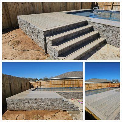 Premium decking and stone veneer accent wall