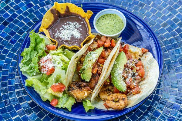 Shrimp tacos handmade and fresh!