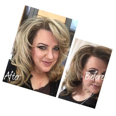 Hair by Ashley Nicole Hazen @ the Hair Gallery in Sturbridge, MA. My before & after Ashley Nicole did the all-over highlights & root touchup
